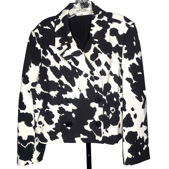 DVF Diane Von Furstenberg Macie Cropped Pony Print in Blazer Jacket Size large - Picture 3 of 10